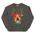 Red - Nosed Female Bulldog Christmas Crewneck | Red & White Colored