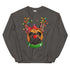 Red - Nosed Female Frenchie Christmas Crewneck | Red & White Colored