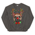 Red - Nosed Frenchie Christmas Crewneck | Fawn & White Colored