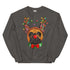 Red - Nosed Frenchie Christmas Crewneck | Red & White Colored