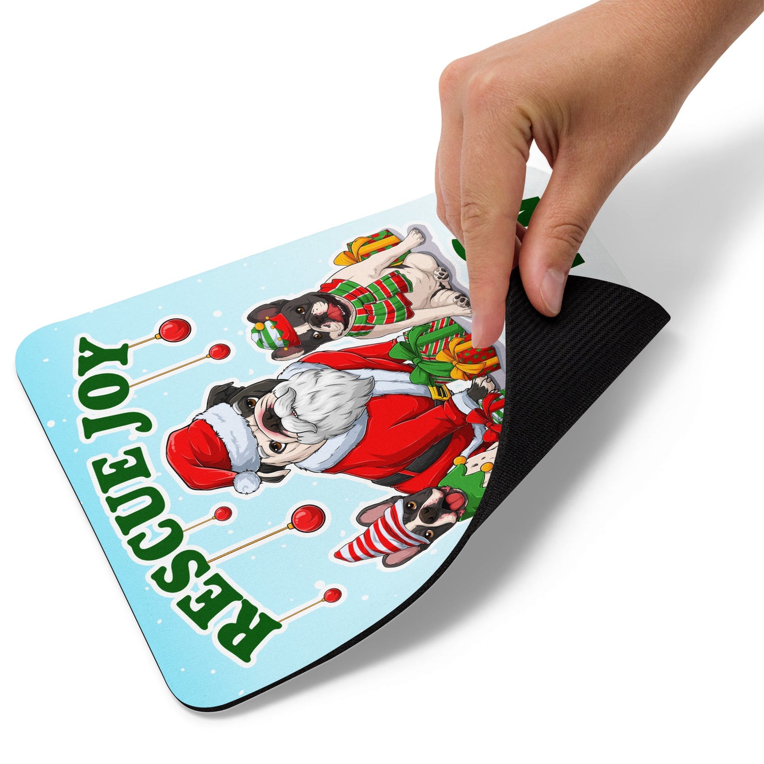 “Rescue Joy” Santa Bulldog Christmas Mouse Pad – BHNW Holiday Collection