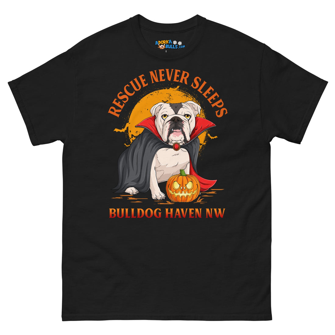 &quot;Rescue Never Sleeps&quot; BHNW Bulldog Halloween Men’s T-Shirt