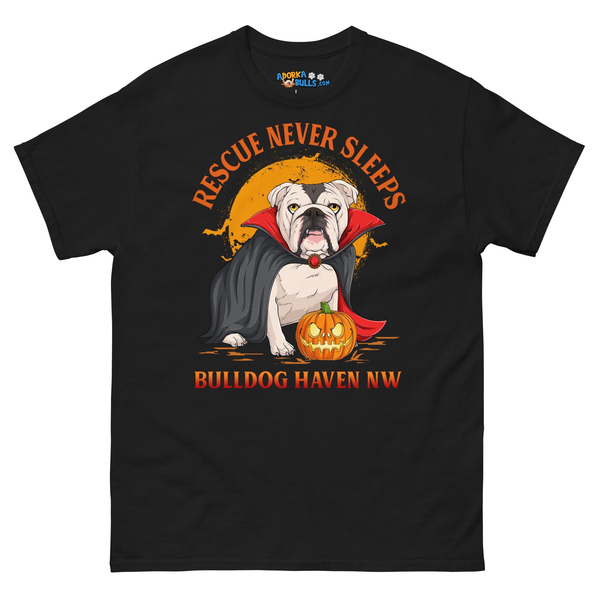 &quot;Rescue Never Sleeps&quot; BHNW Bulldog Halloween Men’s T-Shirt