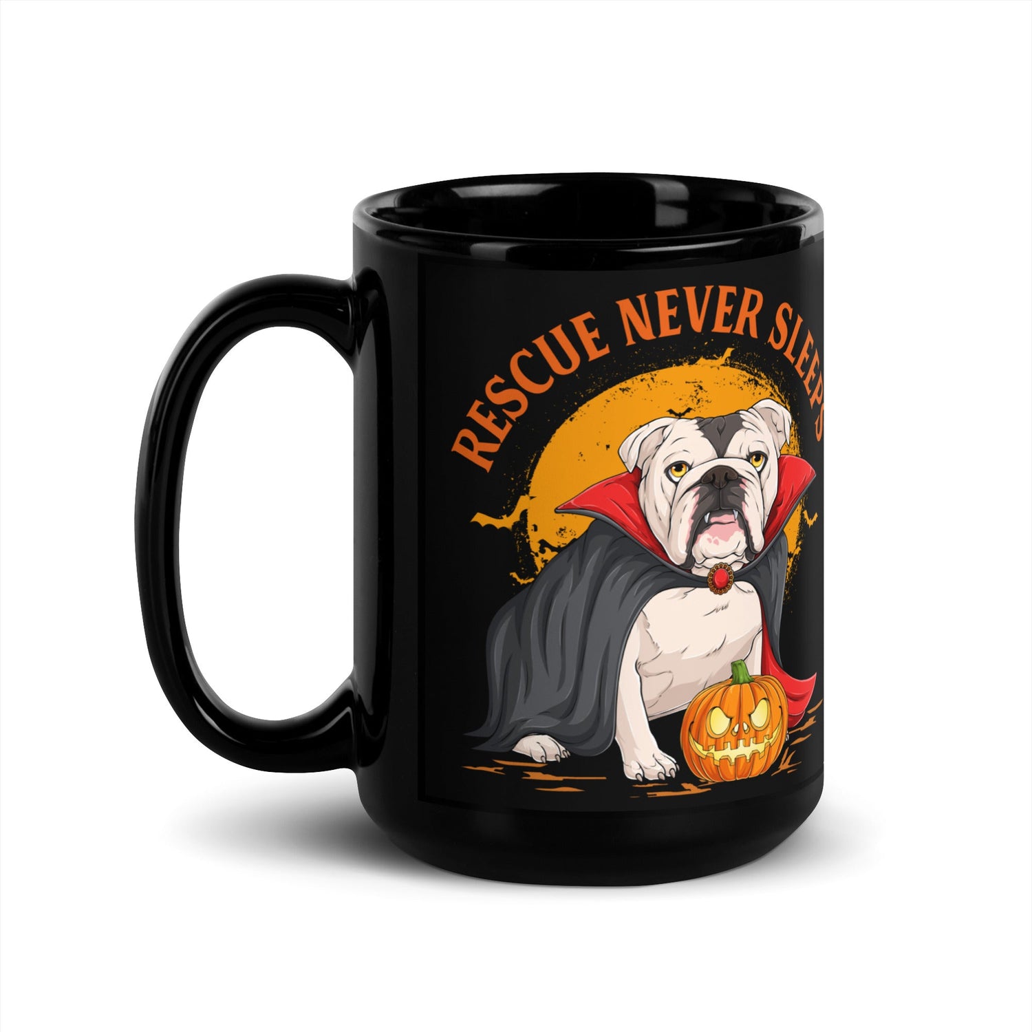 “Rescue Never Sleeps” BHNW Bulldog Halloween Mug