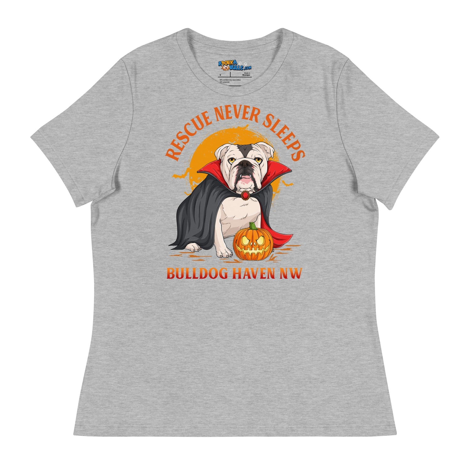 &quot;Rescue Never Sleeps&quot; BHNW Bulldog Halloween Women’s T-Shirt