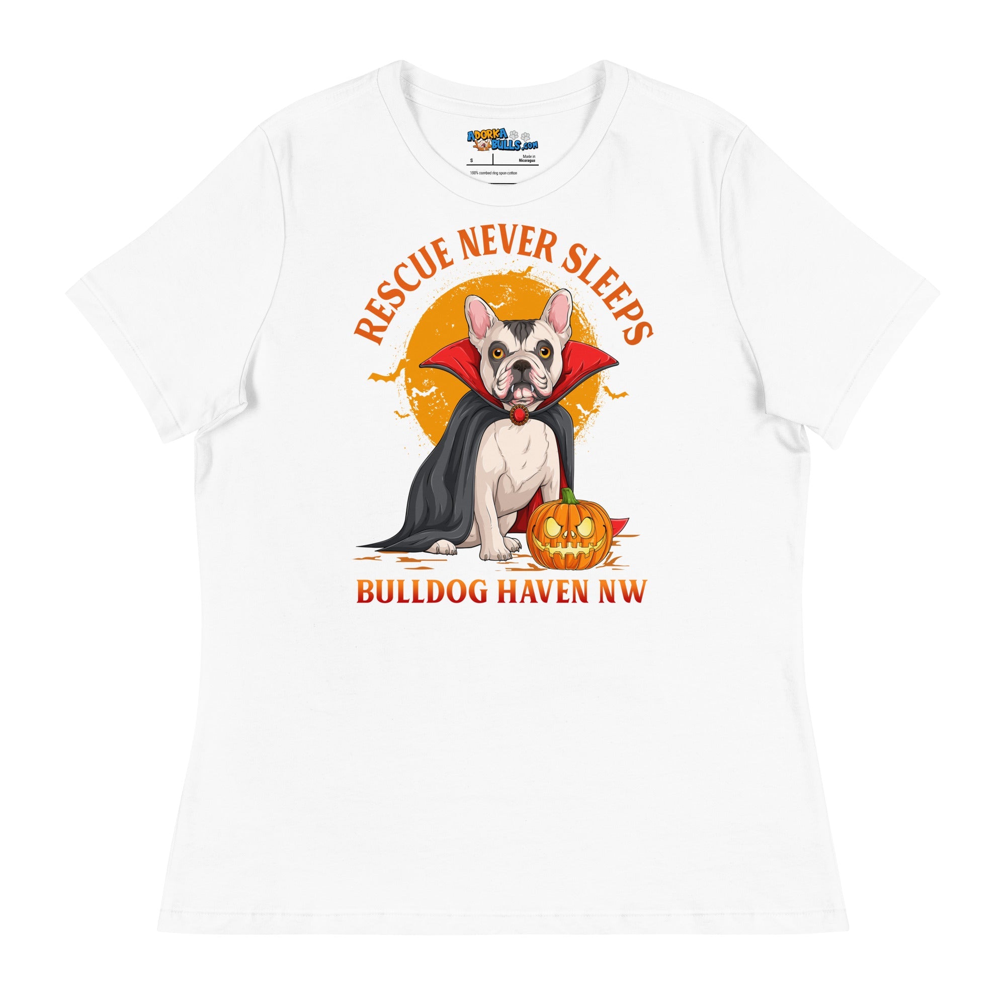 &quot;Rescue Never Sleeps&quot; BHNW Frenchie Halloween Women’s T-Shirt