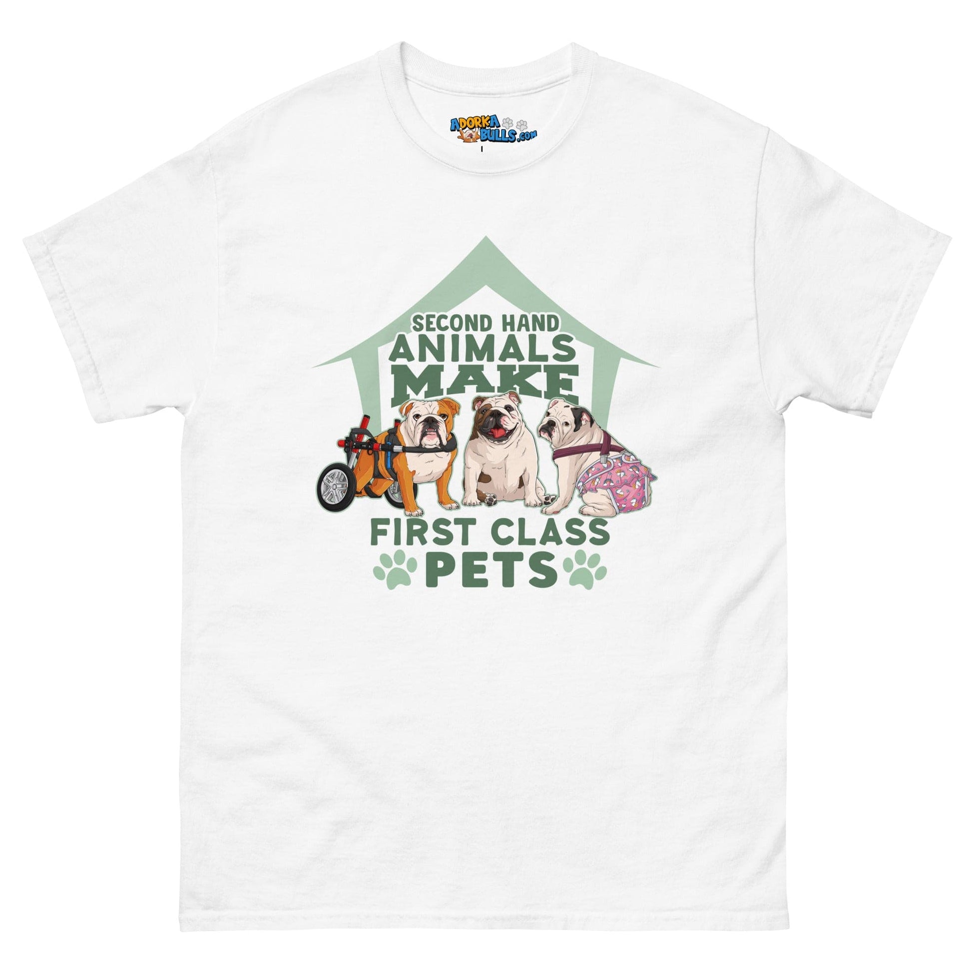 "Second Hand Animals Make First Class Pets" English Bulldog Men's Classic Tee