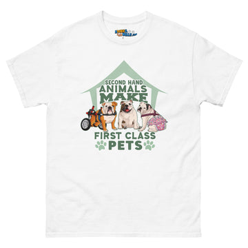 "Second Hand Animals Make First Class Pets" English Bulldog Men's Classic Tee