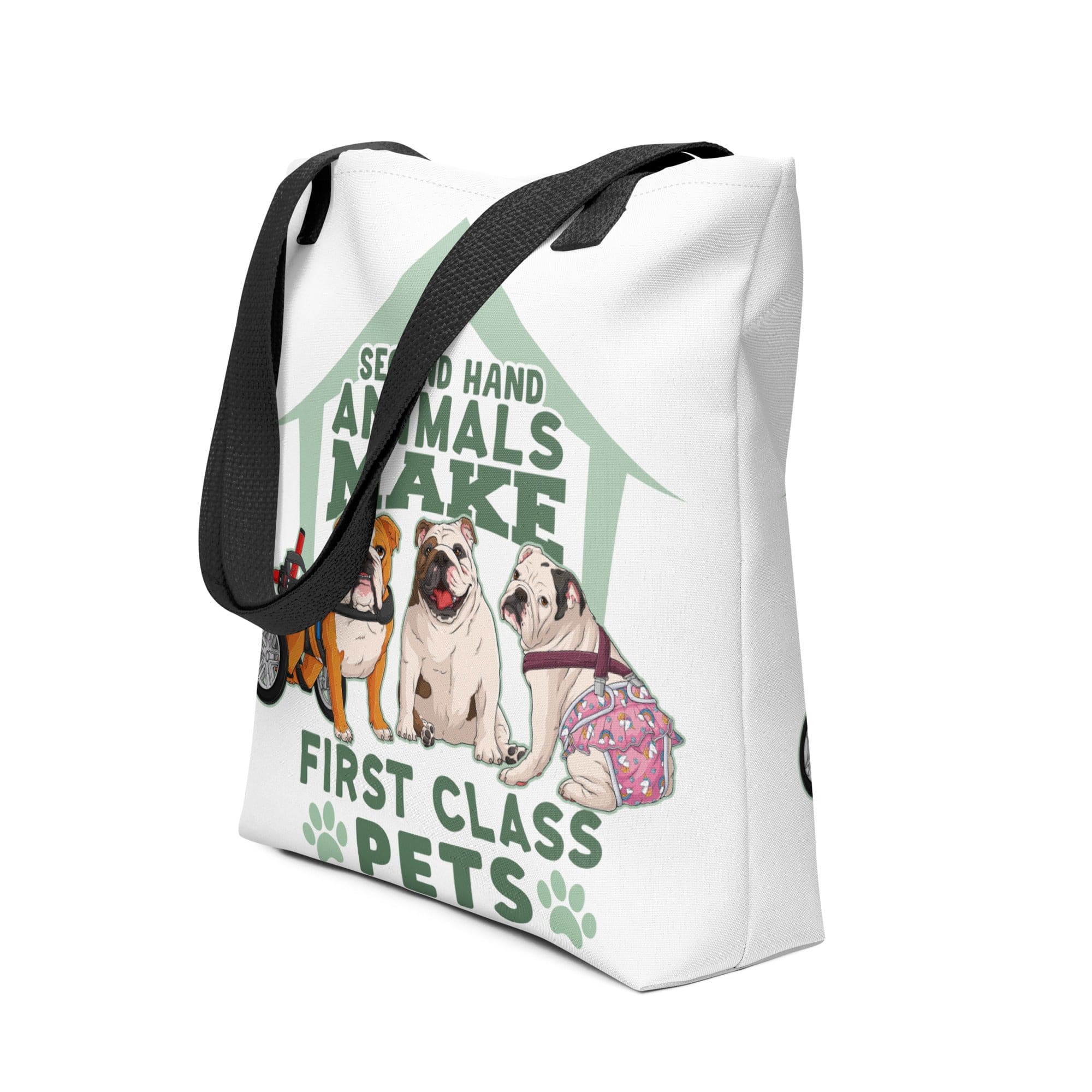 "Second Hand Animals Make First Class Pets" English Bulldog Tote Bag