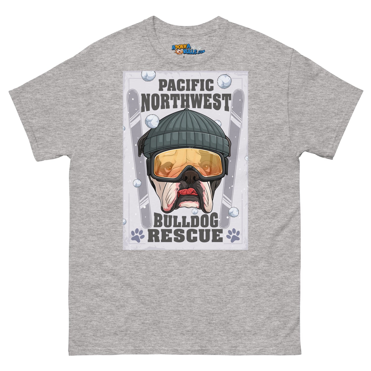 &quot;Snow Bullies&quot; English Bulldog Skier Men&