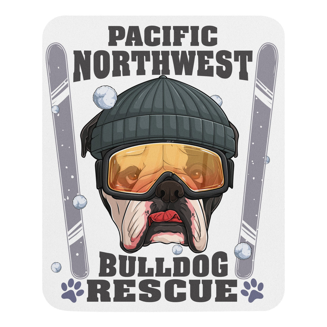 "Snow Bullies" English Bulldog Skier Mouse Pad Mouse Pad