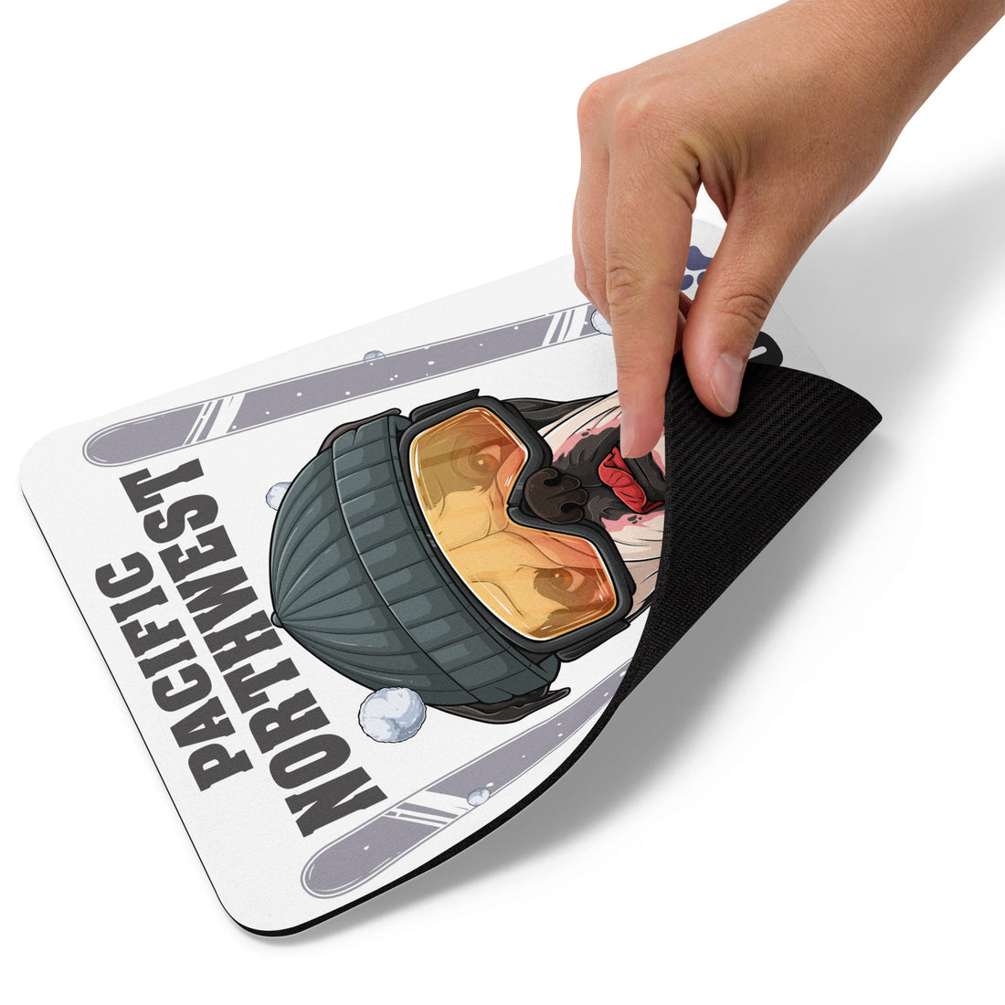 "Snow Bullies" English Bulldog Skier Mouse Pad Mouse Pad