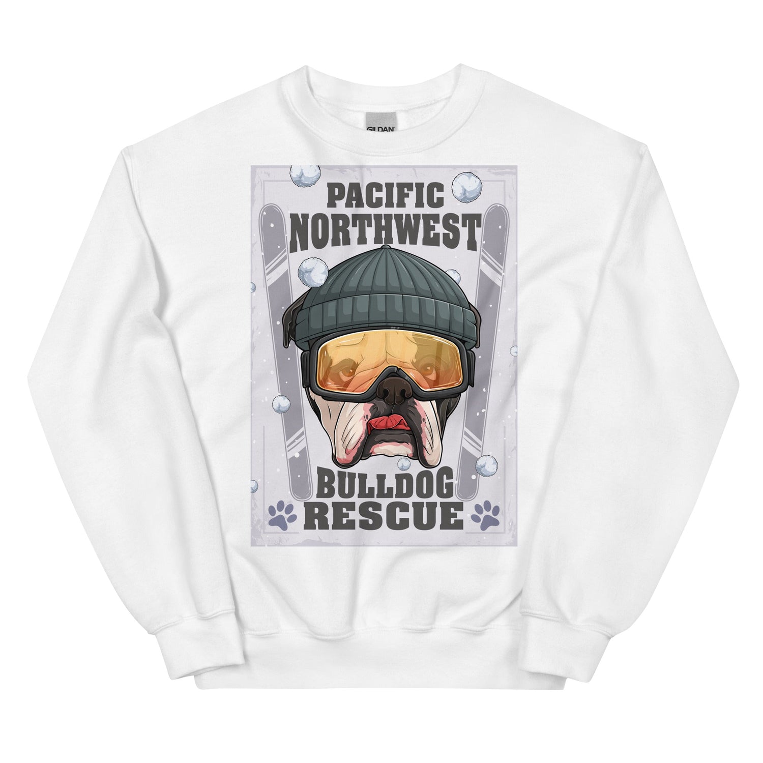 &quot;Snow Bullies&quot; English Bulldog Skier Unisex Sweatshirt