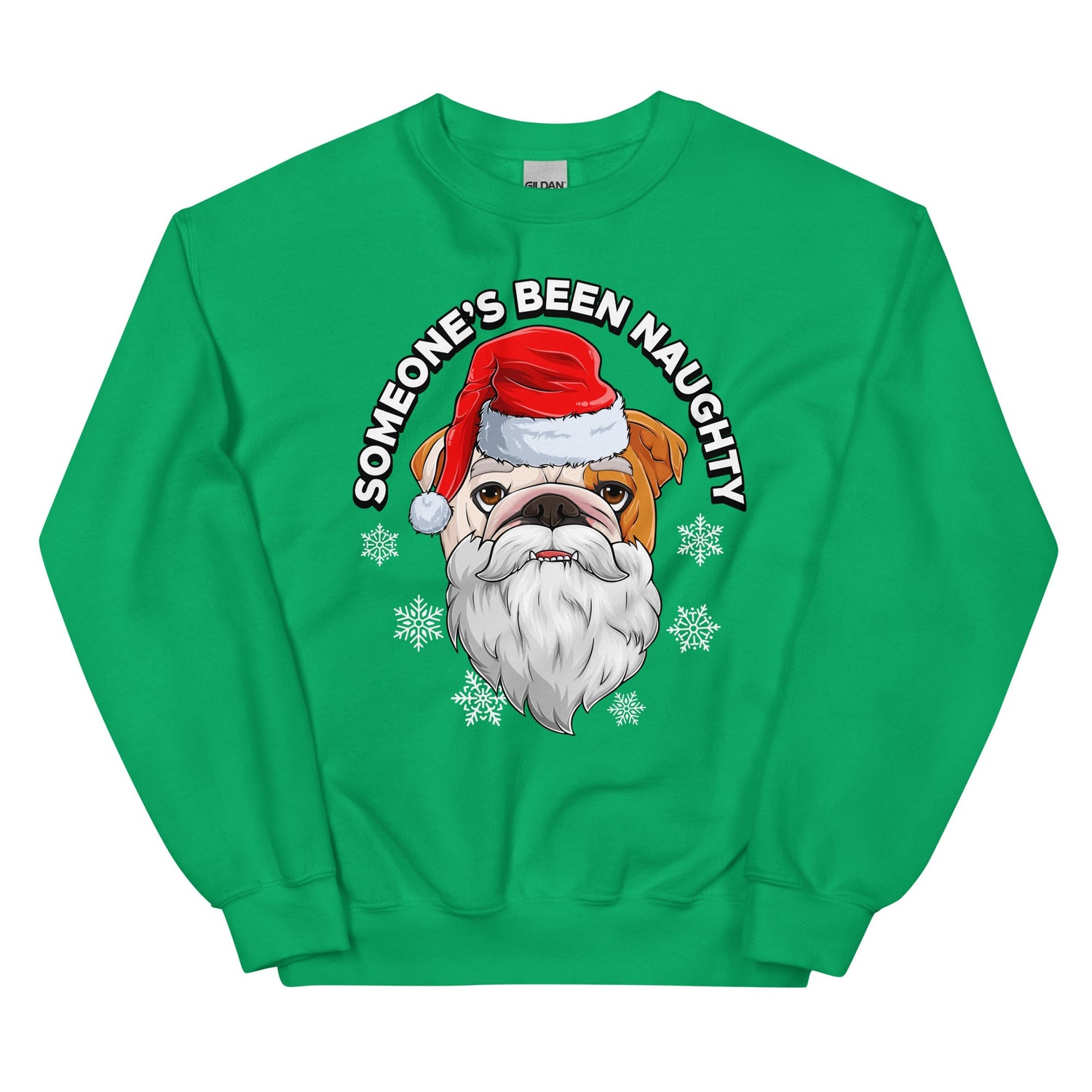 &quot;Someone’s Been Naughty&quot; Bulldog Sweatshirt | Red &amp; White Colored