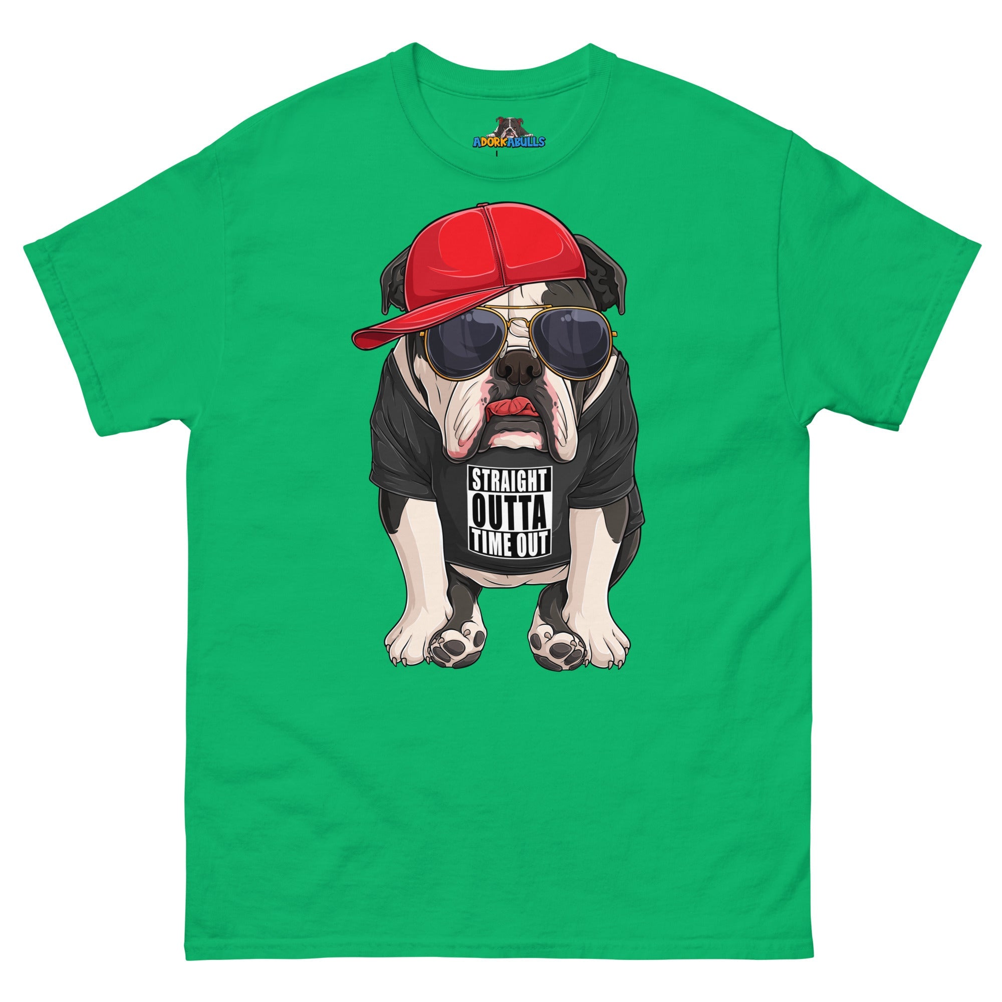 "Straight Outta Time Out" Male Bulldog Men’s Tee | Black &amp; White Colored