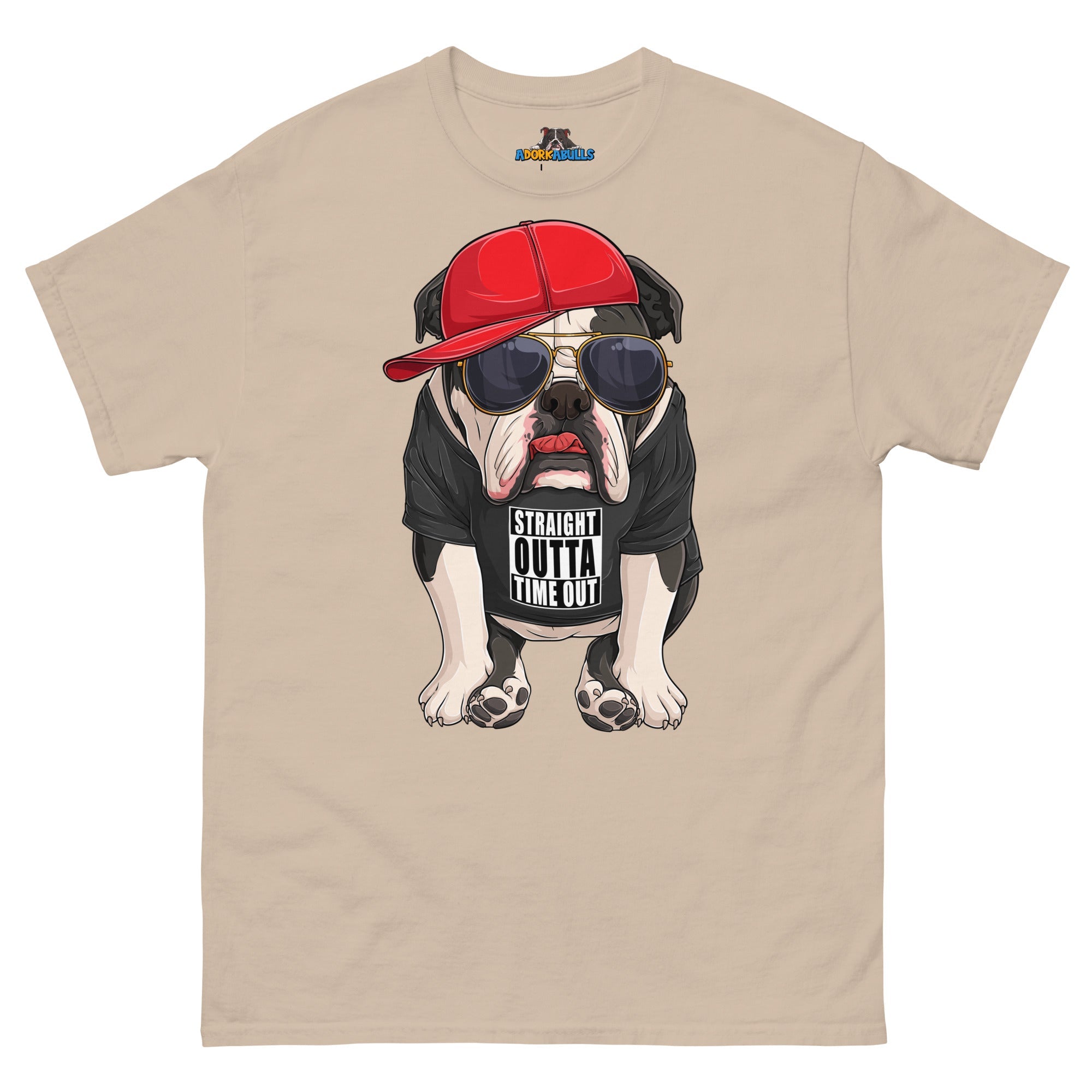 "Straight Outta Time Out" Male Bulldog Men’s Tee | Black &amp; White Colored