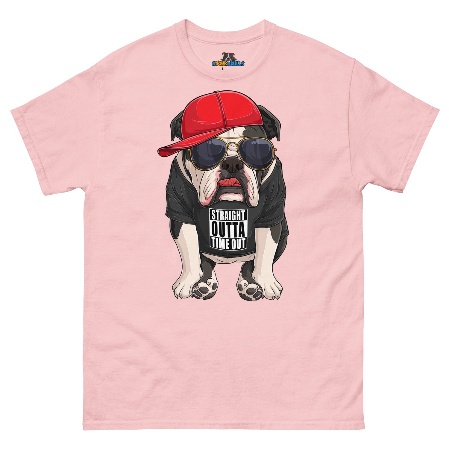 "Straight Outta Time Out" Male Bulldog Men’s Tee | Black &amp; White Colored