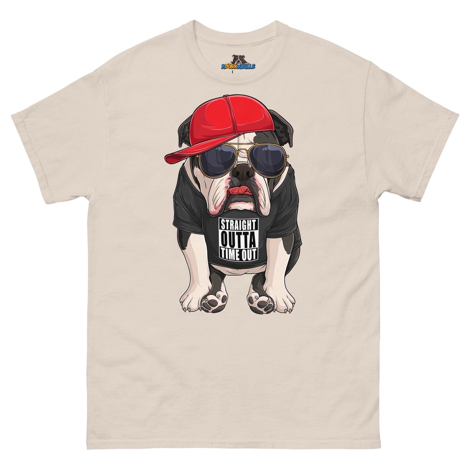 "Straight Outta Time Out" Male Bulldog Men’s Tee | Black &amp; White Colored