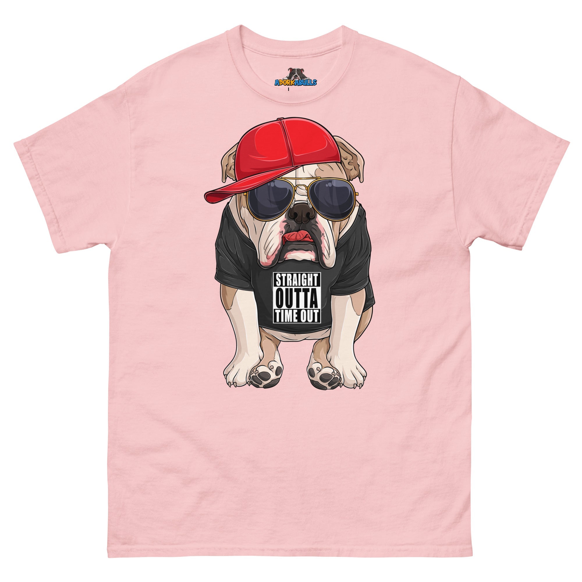 "Straight Outta Time Out" Male Bulldog Men’s Tee | Fawn &amp; White Colored