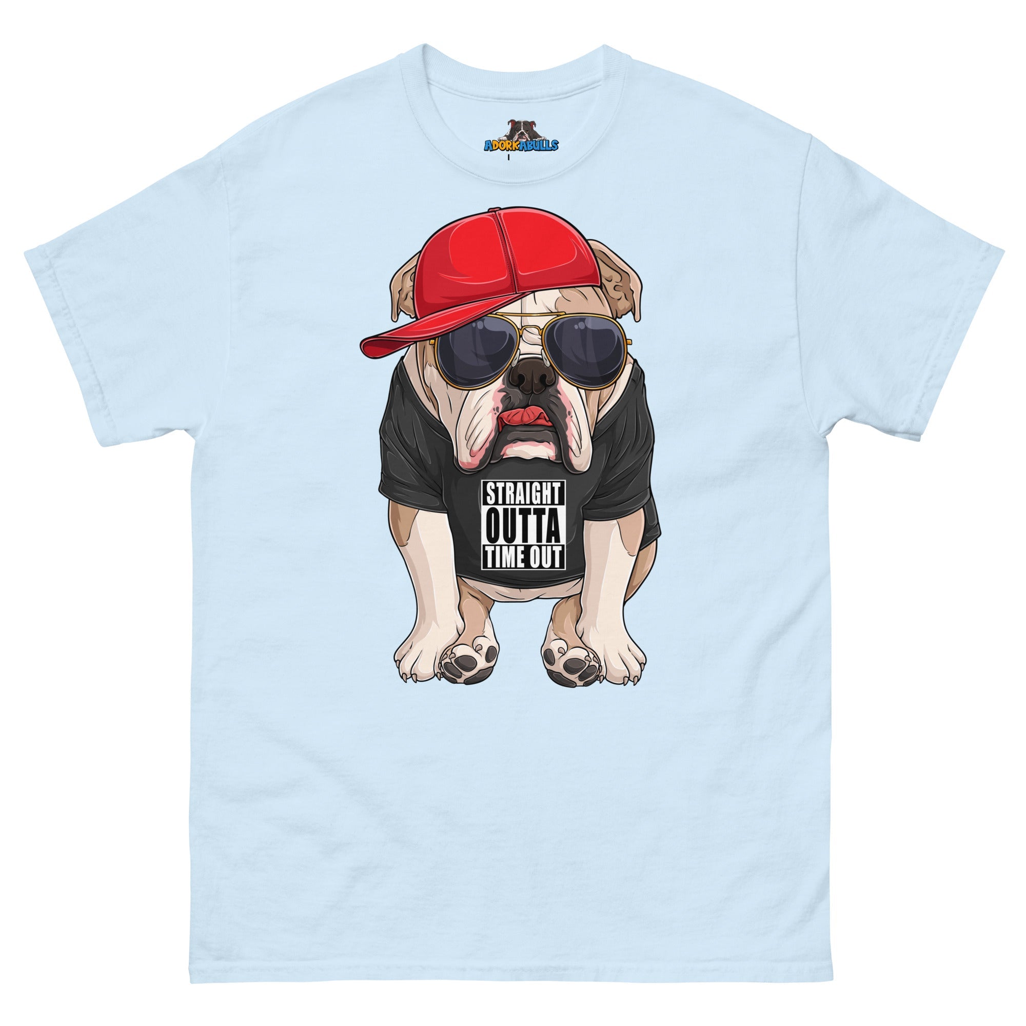 "Straight Outta Time Out" Male Bulldog Men’s Tee | Fawn &amp; White Colored