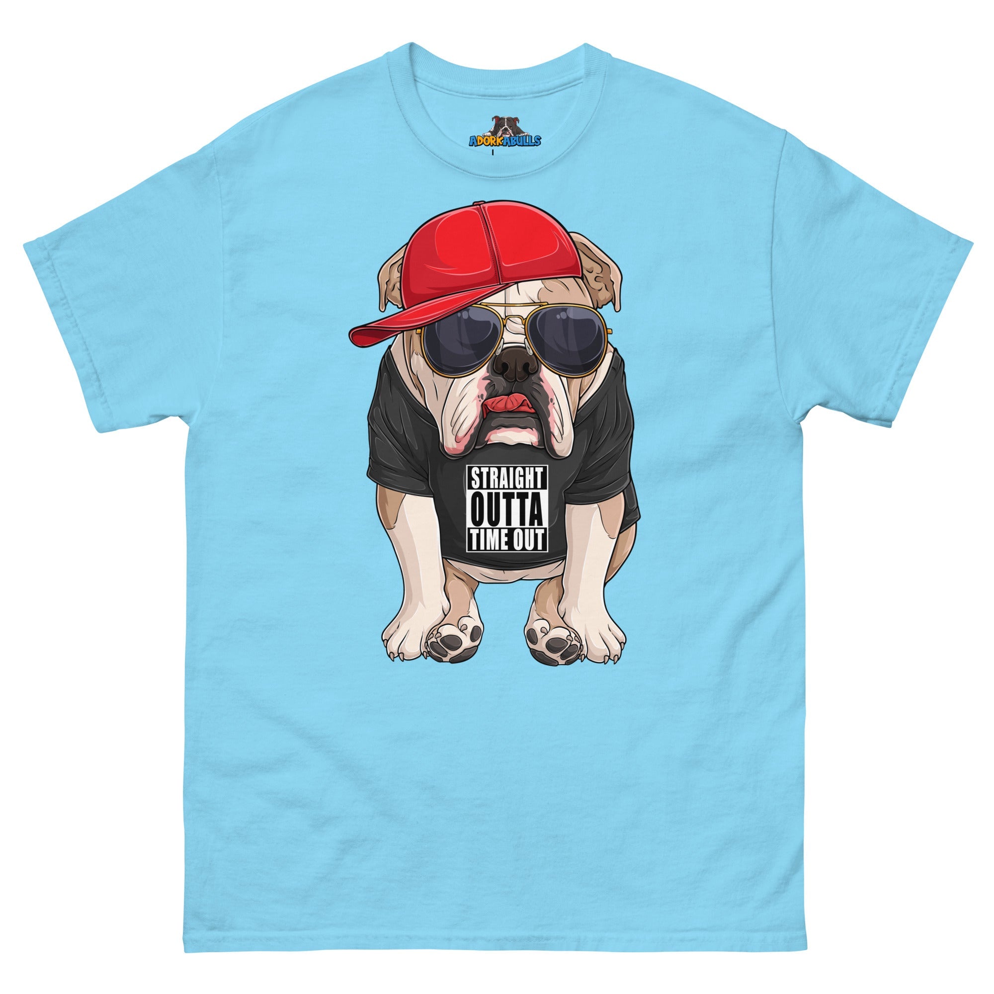 "Straight Outta Time Out" Male Bulldog Men’s Tee | Fawn &amp; White Colored