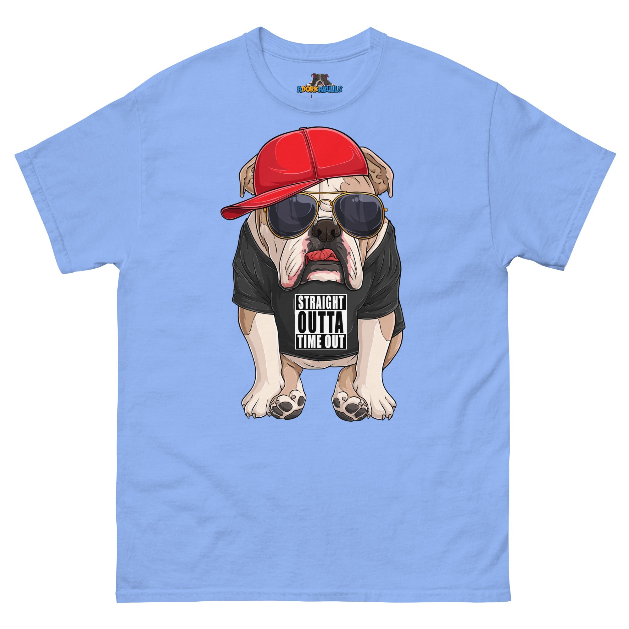 "Straight Outta Time Out" Male Bulldog Men’s Tee | Fawn &amp; White Colored