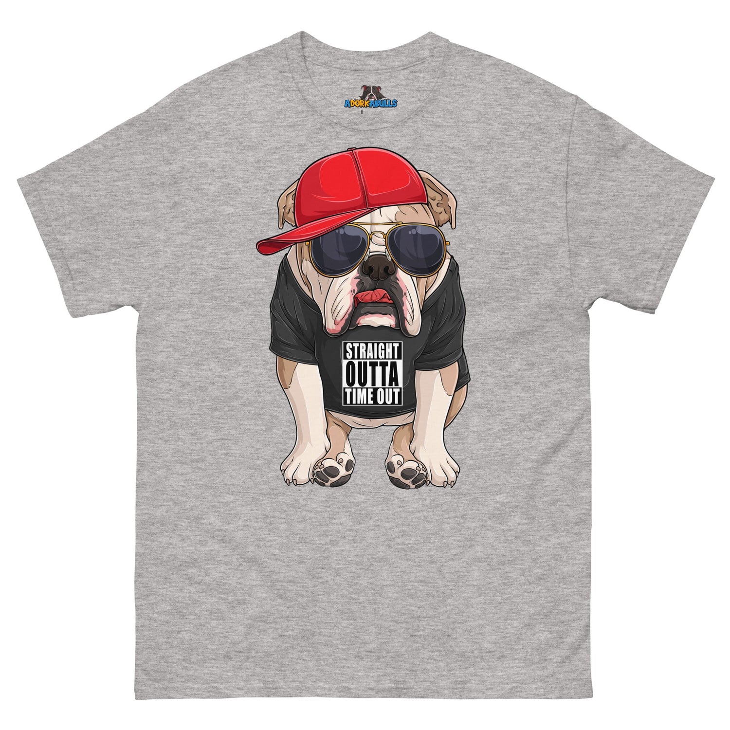 "Straight Outta Time Out" Male Bulldog Men’s Tee | Fawn &amp; White Colored