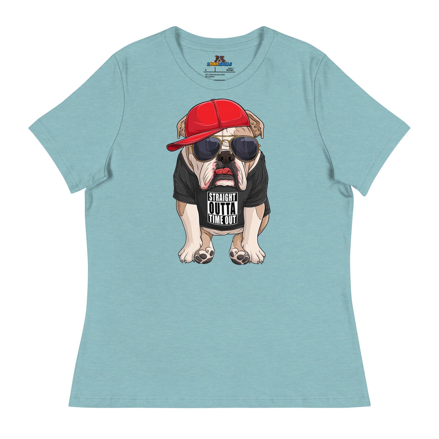 "Straight Outta Time Out" Male Bulldog Women’s Tee | Fawn &amp; White Colored
