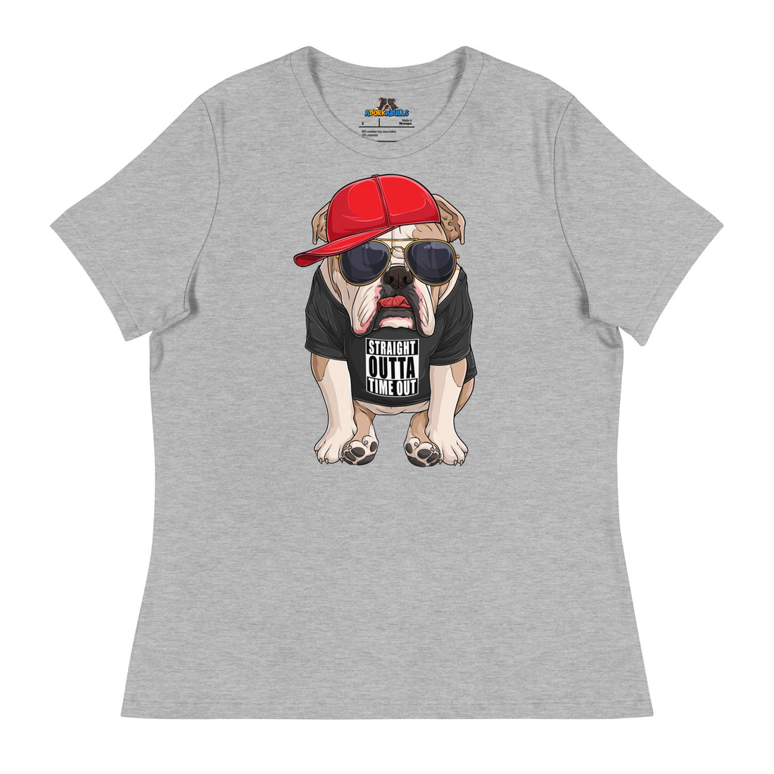 "Straight Outta Time Out" Male Bulldog Women’s Tee | Fawn &amp; White Colored