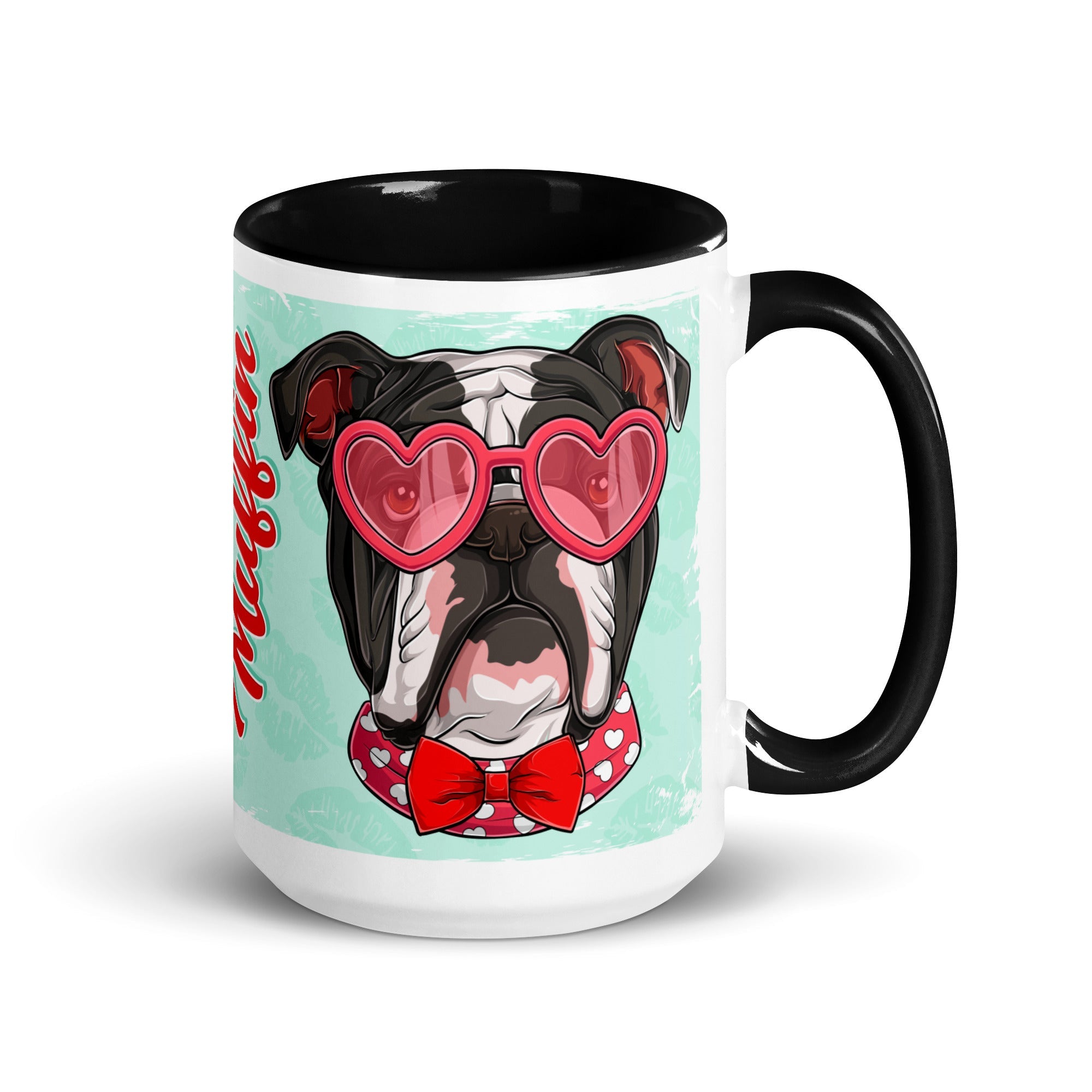 "Stud Muffin" English Bulldog Mug | B&amp;W Colored