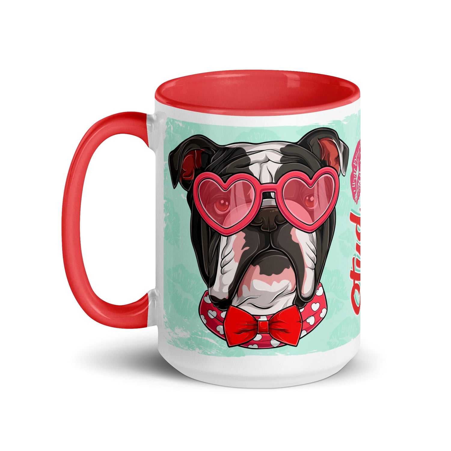 "Stud Muffin" English Bulldog Mug | B&amp;W Colored