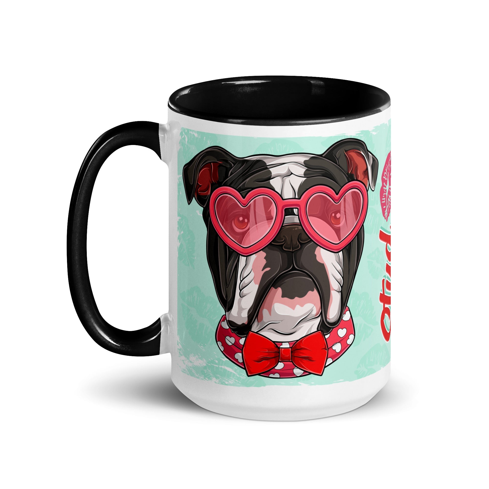 "Stud Muffin" English Bulldog Mug | B&amp;W Colored