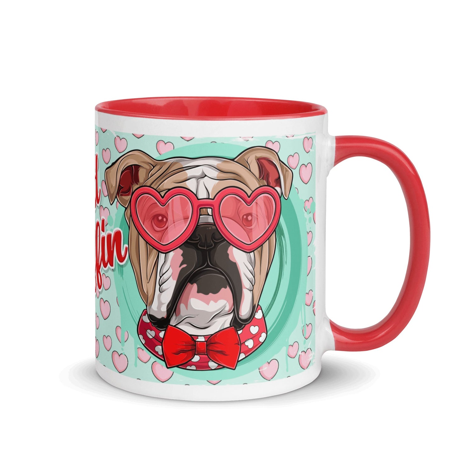 &quot;Stud Muffin&quot; English Bulldog Mug | Fawn &amp; White Colored Male