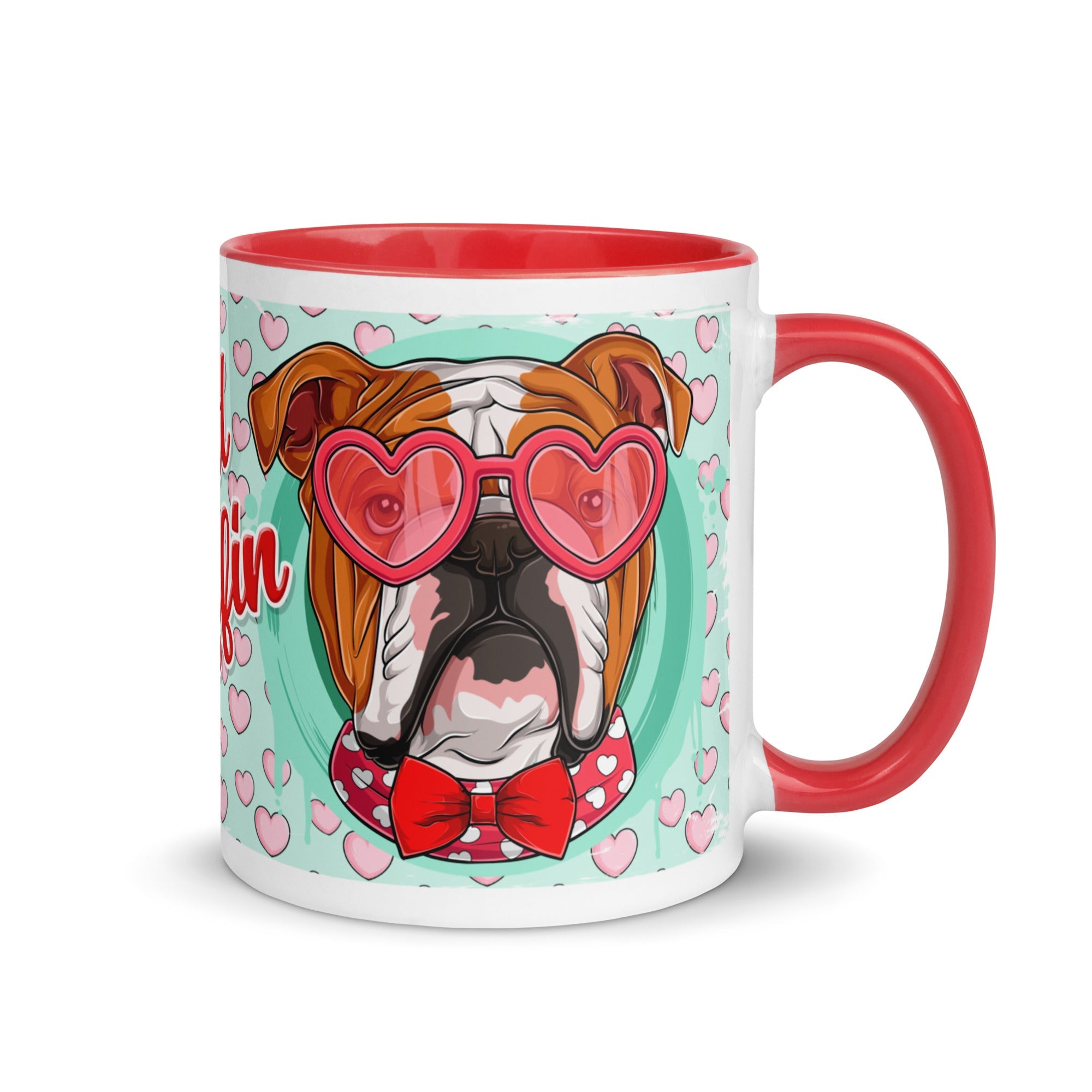 &quot;Stud Muffin&quot; English Bulldog Mug | Red &amp; White Colored Male