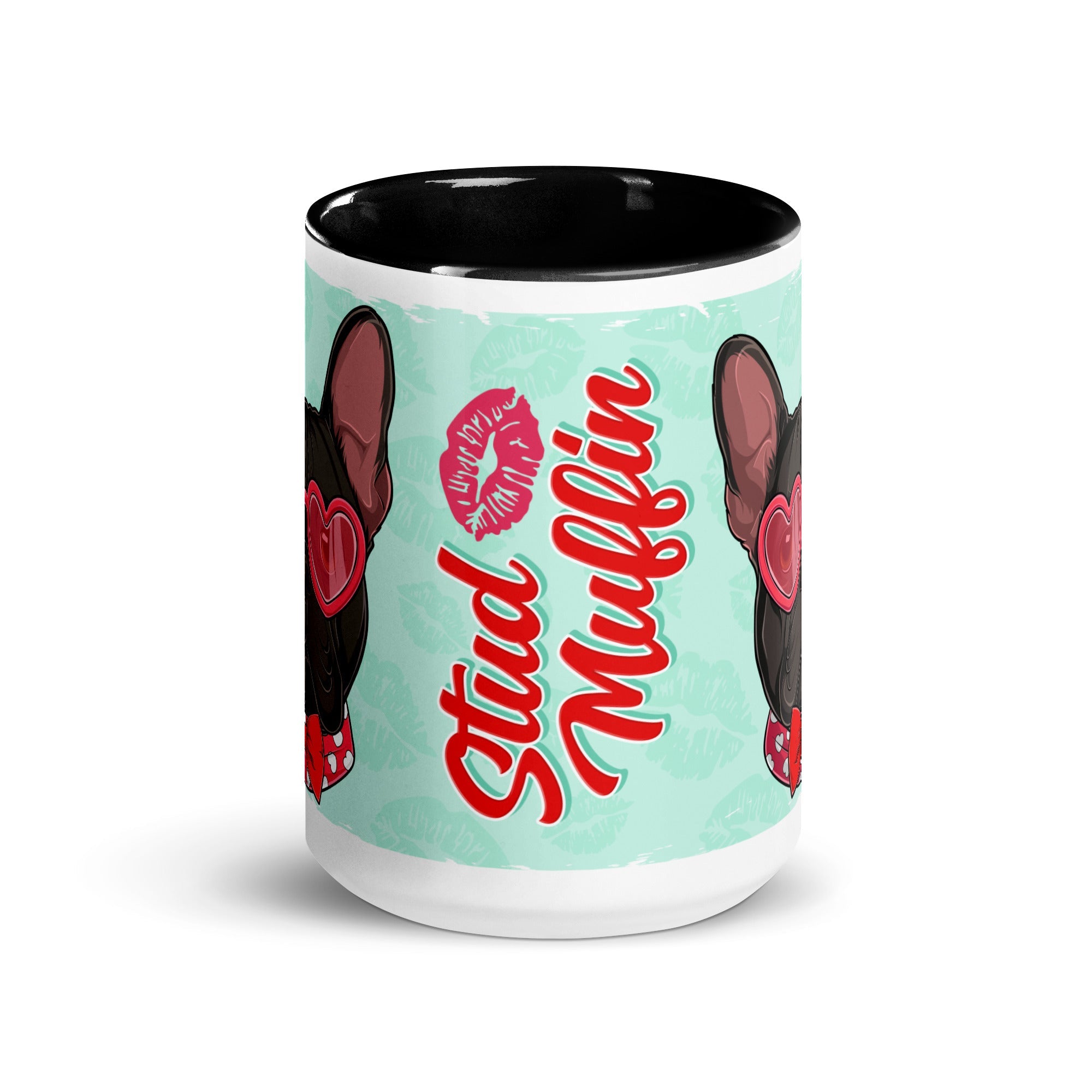 "Stud Muffin" French Bulldog Mug | B&amp;W Colored