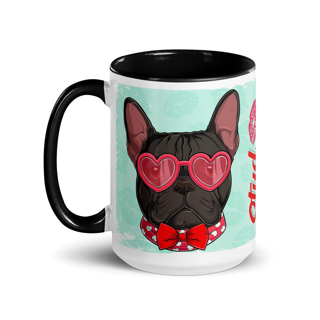 "Stud Muffin" French Bulldog Mug | B&amp;W Colored