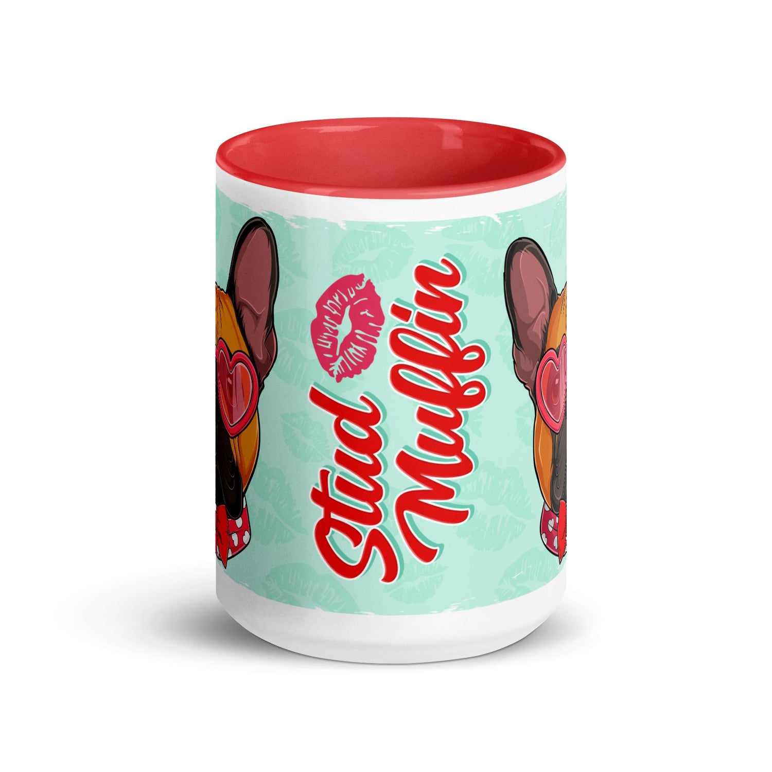 "Stud Muffin" French Bulldog Mug | Red &amp; White Colored