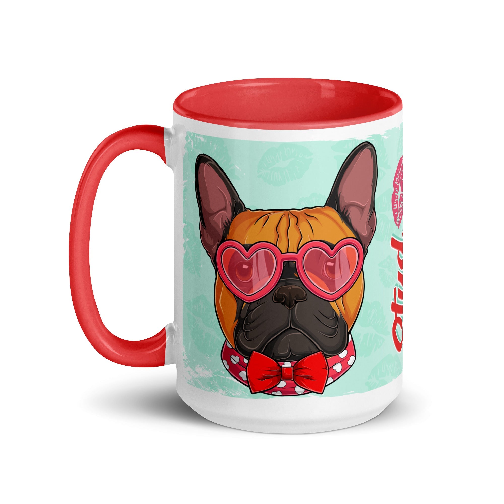 "Stud Muffin" French Bulldog Mug | Red &amp; White Colored