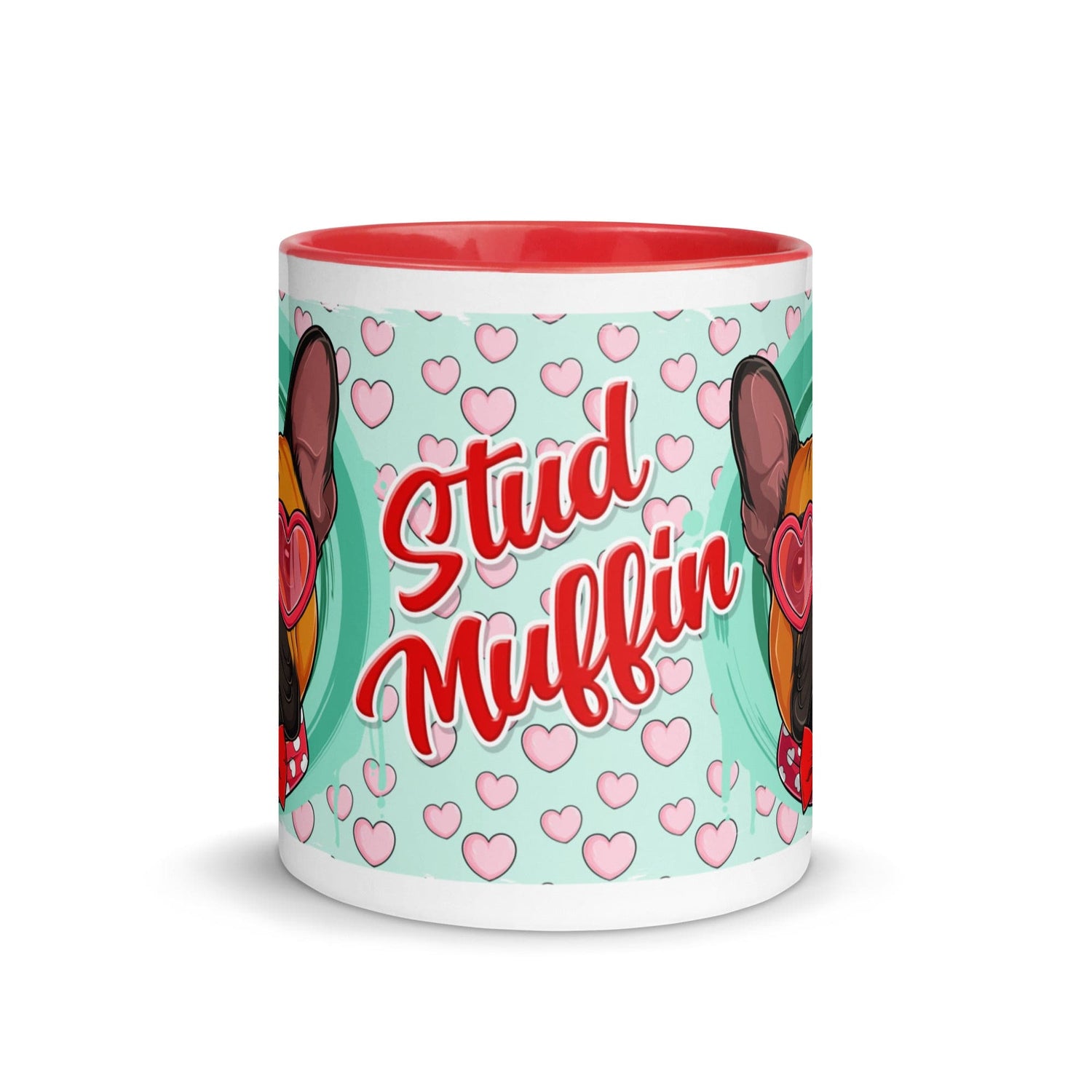 &quot;Stud Muffin&quot; French Bulldog Mug | Red &amp; White Colored Male