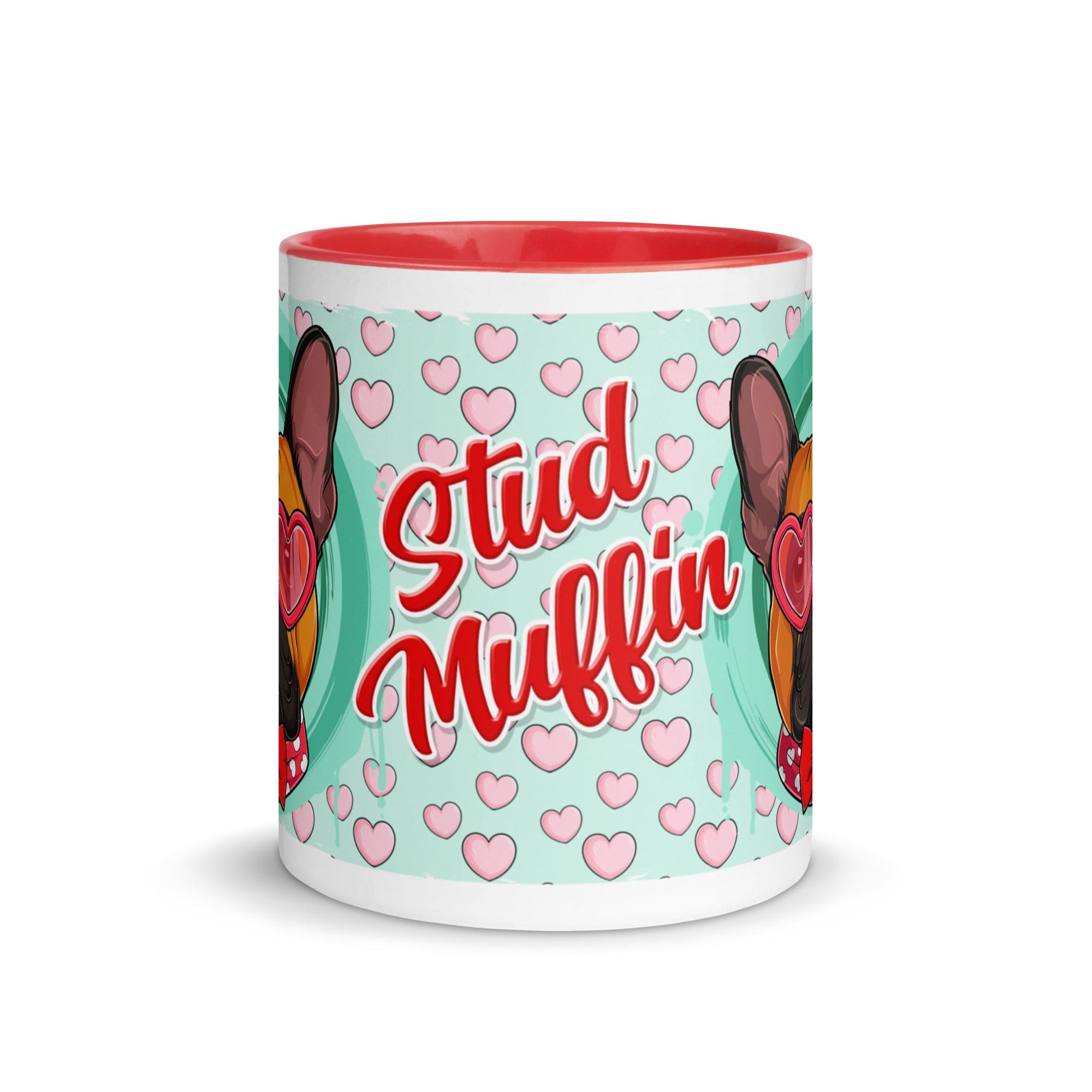 &quot;Stud Muffin&quot; French Bulldog Mug | Red &amp; White Colored Male