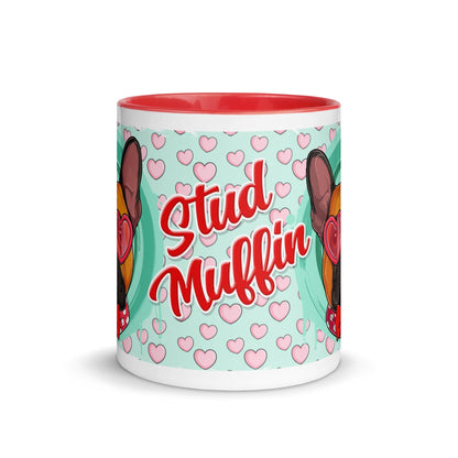&quot;Stud Muffin&quot; French Bulldog Mug | Red &amp; White Colored Male