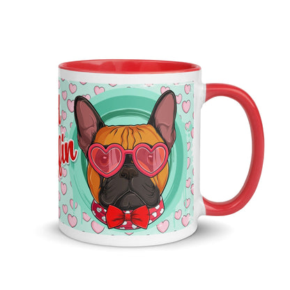 &quot;Stud Muffin&quot; French Bulldog Mug | Red &amp; White Colored Male