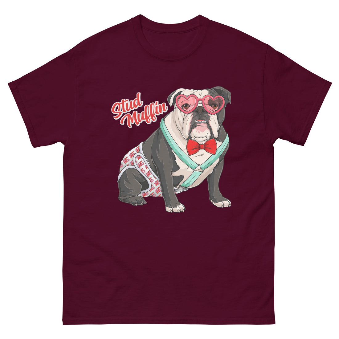"Stud Muffin" Male English Bulldog in Love Fancy Pants Men&