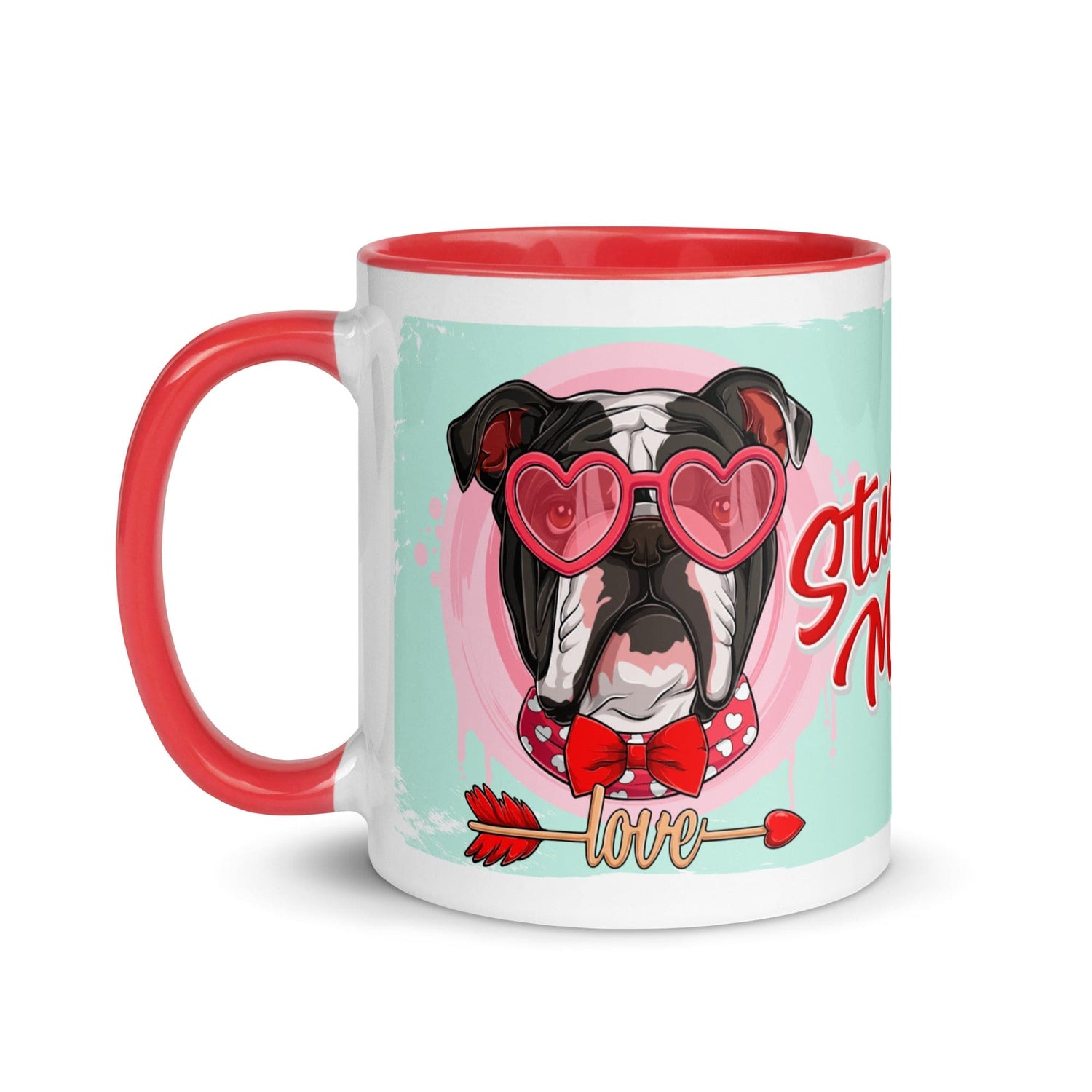 &quot;Stud Muffin&quot; with Arrow of Love English Bulldog Mug | B&amp;W Colored Male