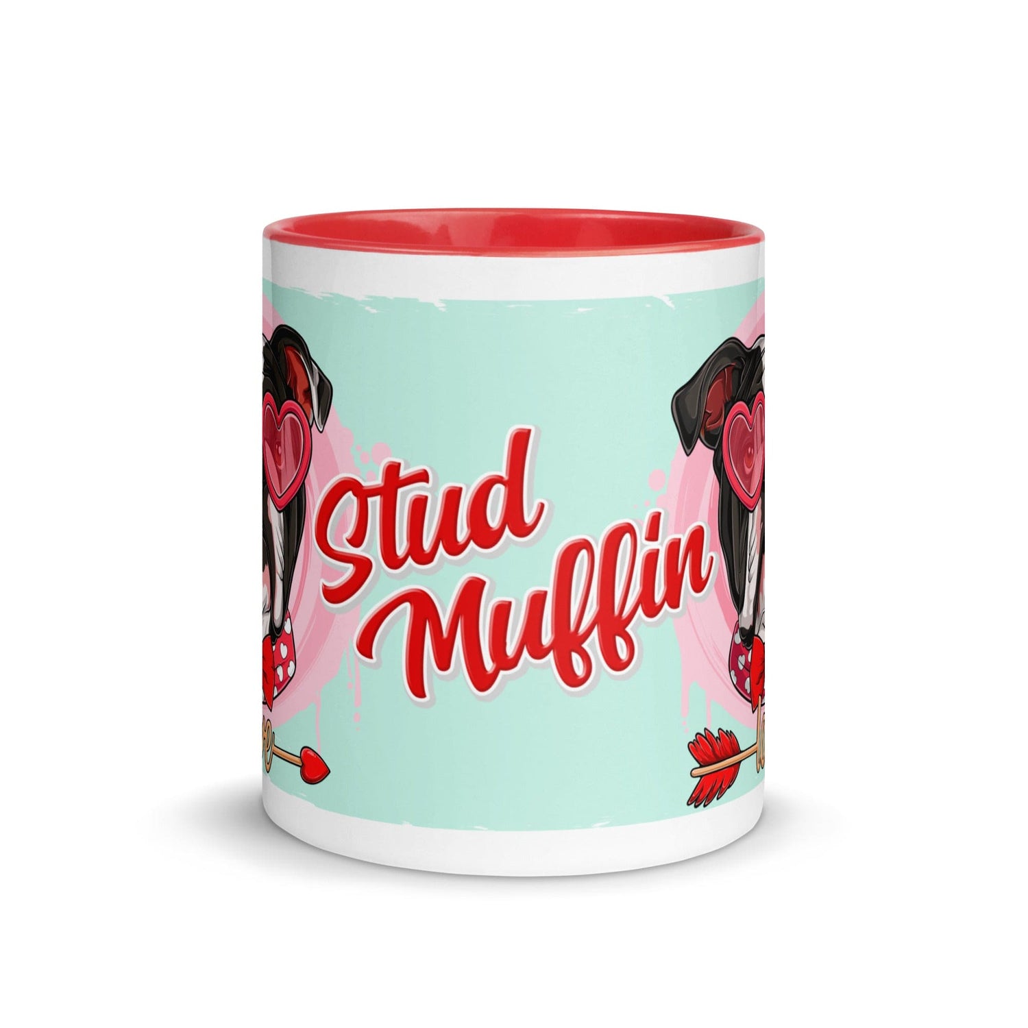 &quot;Stud Muffin&quot; with Arrow of Love English Bulldog Mug | B&amp;W Colored Male