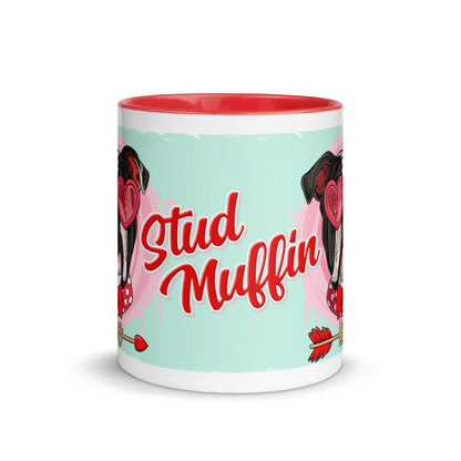 &quot;Stud Muffin&quot; with Arrow of Love English Bulldog Mug | B&amp;W Colored Male