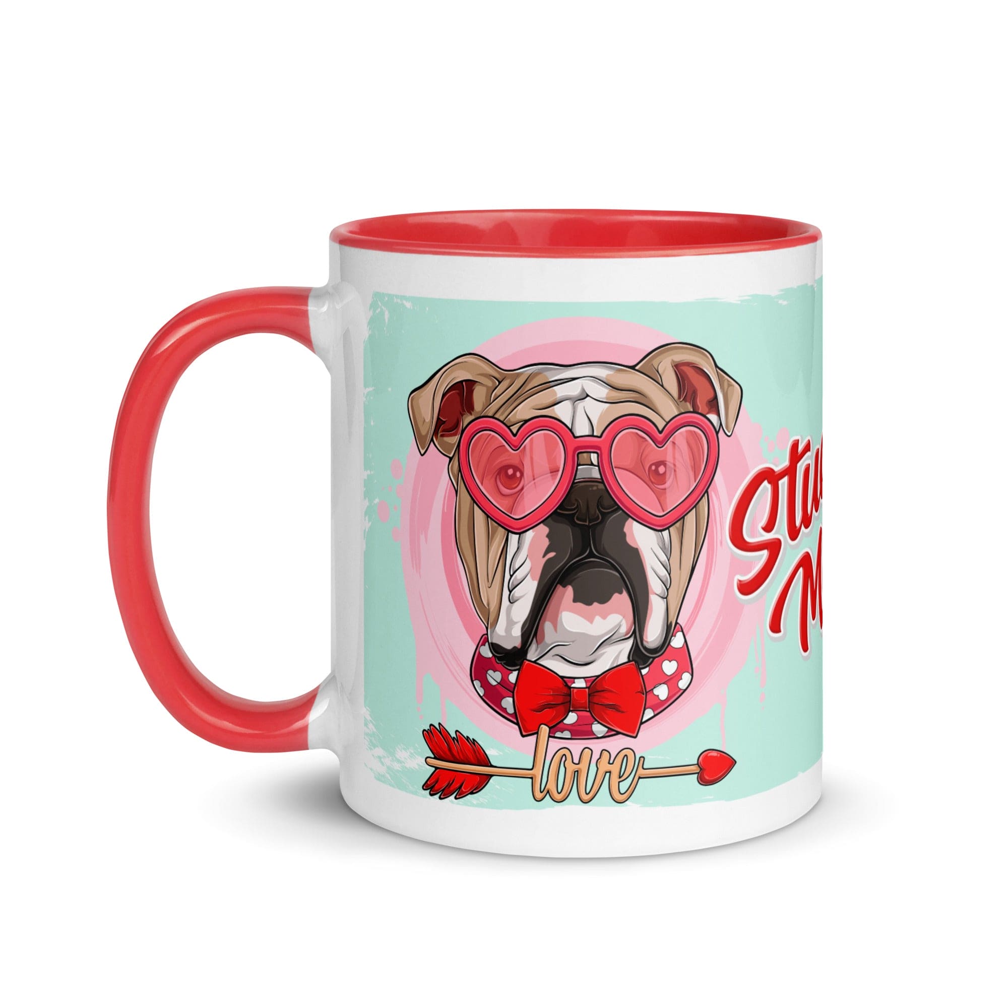 &quot;Stud Muffin&quot; with Arrow of Love English Bulldog Mug | Fawn &amp; White Colored Male