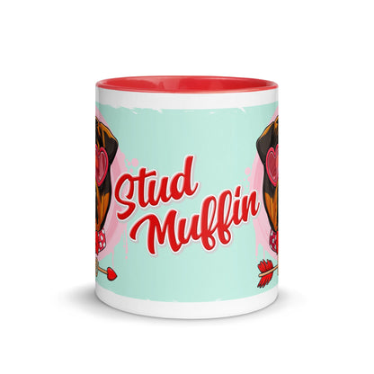 &quot;Stud Muffin&quot; with Arrow of Love English Bulldog Mug | Tri Colored Male