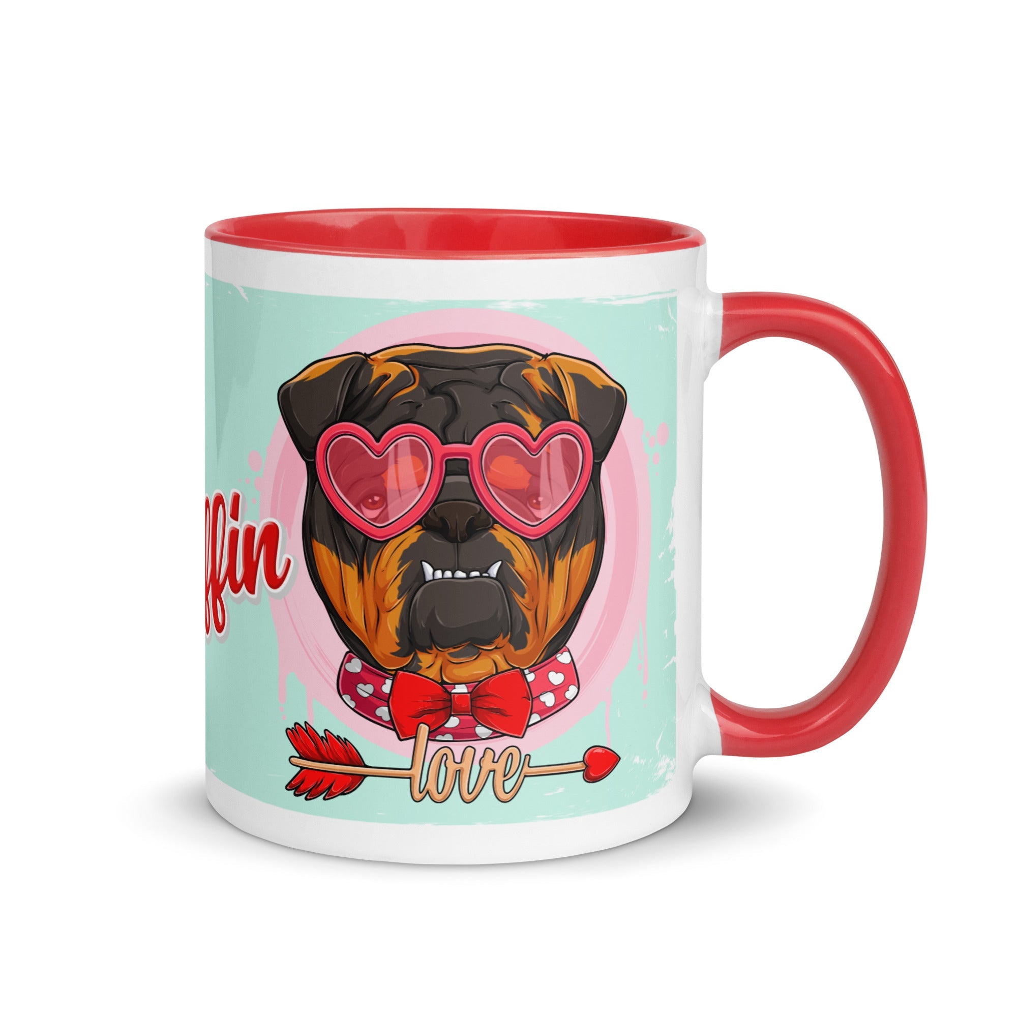 &quot;Stud Muffin&quot; with Arrow of Love English Bulldog Mug | Tri Colored Male