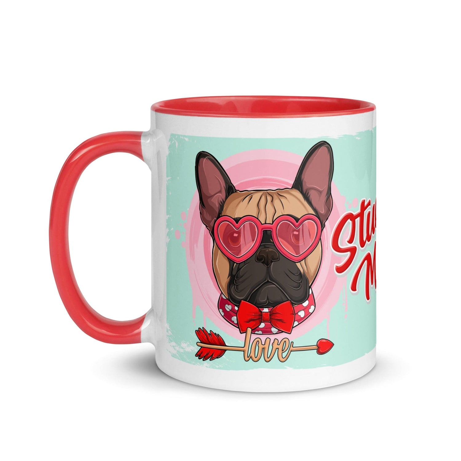&quot;Stud Muffin&quot; with Arrow of Love French Bulldog Mug | Fawn &amp; White Colored Male